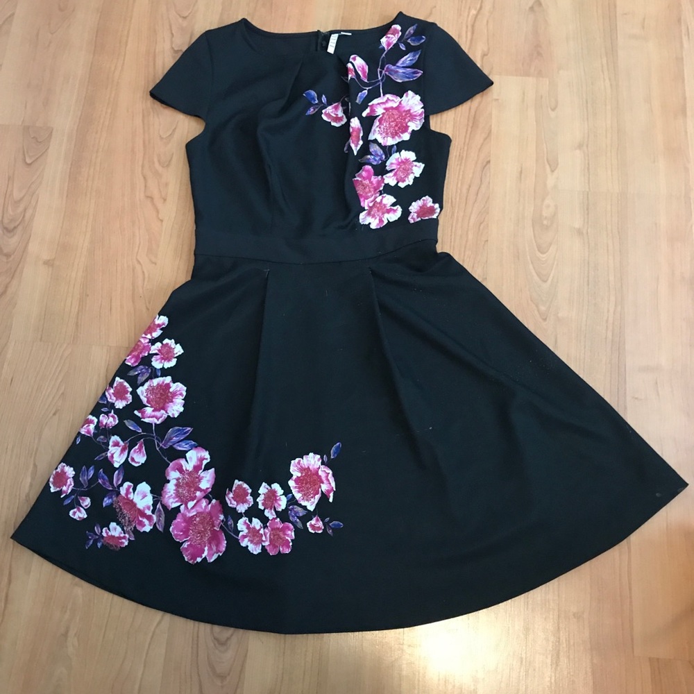 Black dress with floral design